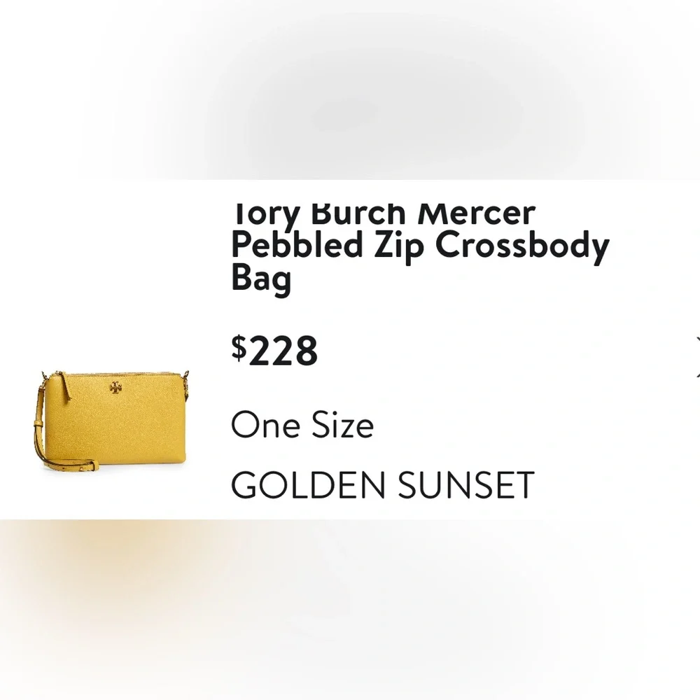 Tory Burch Mercer Pebbled Leather Crossbody Bag Yellow Mustard